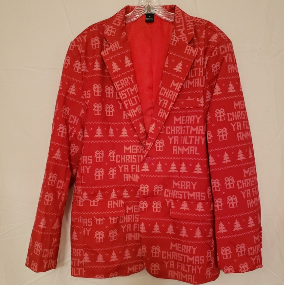 Merry Christmas Ya Filthy Animal Jacket, Slacks, and Tie Set Large